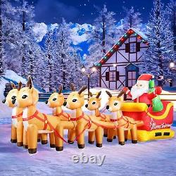 DomKom 13 FT Huge Christmas Inflatable Santa Claus On Sleigh With Six Reindeers