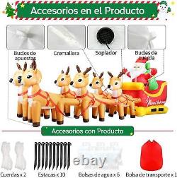 DomKom 13 FT Huge Christmas Inflatable Santa Claus On Sleigh With Six Reindeers