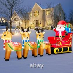 Durable 12ft Santa Reindeer Sleigh Inflatable Perfect for Outdoor Festivities