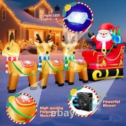 Durable 12ft Santa Reindeer Sleigh Inflatable Perfect for Outdoor Festivities