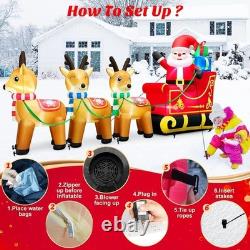Durable 12ft Santa Reindeer Sleigh Inflatable Perfect for Outdoor Festivities
