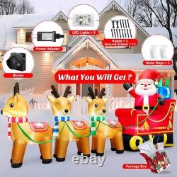 Durable 12ft Santa Reindeer Sleigh Inflatable Perfect for Outdoor Festivities