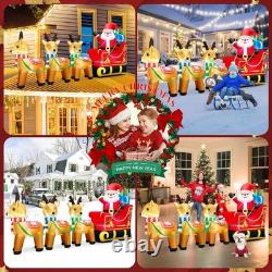 Durable 12ft Santa Reindeer Sleigh Inflatable Perfect for Outdoor Festivities
