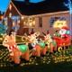 Eaone 12ft Giant Inflatable Santa Sleigh 3 Reindeer Blow Up Yard Led Decor