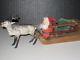 Early Old German Santa On Wood Sleigh W Reindeer