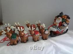 EDDIE WALKER VintageMidwest of Cannon FallsSanta's Sleigh & 8 ReindeerTag, Box