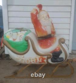 EMPIRE Plastics 1970 Vintage Santa Claus In Sleigh Blow Mold