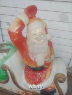 EMPIRE Plastics 1970 Vintage Santa Claus In Sleigh Blow Mold