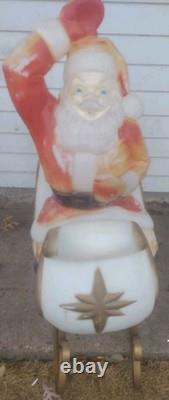 EMPIRE Plastics 1970 Vintage Santa Claus In Sleigh Blow Mold