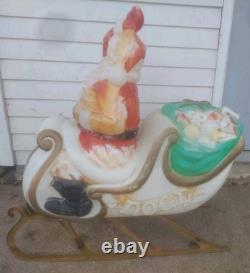 EMPIRE Plastics 1970 Vintage Santa Claus In Sleigh Blow Mold