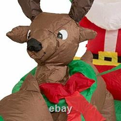 EUty Christmas Inflatable Decoration 7 Feet Santa on Reindeer Sled Built-in L