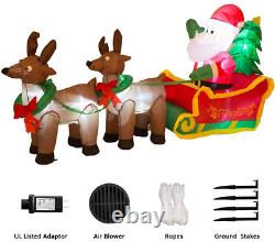 EUty Christmas Inflatable Decoration 7 Feet Santa on Reindeer Sled Built-in & Up