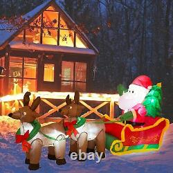 EUty Christmas Inflatable Decoration 7' Santa on Reindeer Sled Built-in Lights