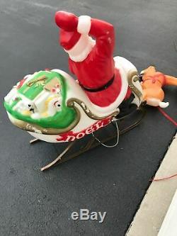 Empire Blow Mold Santa Sleigh and Reindeer with Antlers