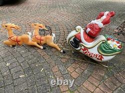 Empire Christmas Santa in Sleigh LARGE vtg blow mold 2 32 Inch Reindeer