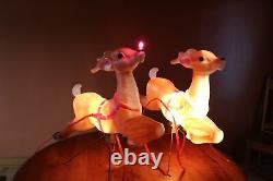 Empire Lighted Blow Mold 24x13 Reindeer (x2) with Rudolph for Santa in Sleigh