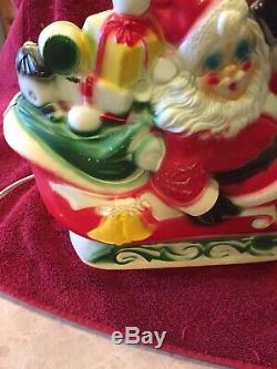 Empire Plastic Corp 1970 Lighted Santa Reindeer Sleigh Blow Mold Htf