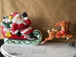 Empire Plastics Waving Santa Claus/Sleigh/Reindeers Table Top Blow Mold See Desc