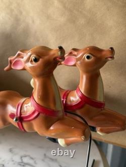 Empire Plastics Waving Santa Claus/Sleigh/Reindeers Table Top Blow Mold See Desc