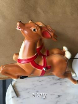 Empire Plastics Waving Santa Claus/Sleigh/Reindeers Table Top Blow Mold See Desc