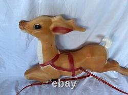 Empire Reindeer Blow Mold Set 3x Vintage Santa Sleigh Christmas Deer