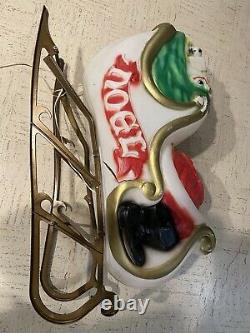 Empire Santa Sleigh Blow Mold with Sled and 2 Reindeer 1970s Needs Repairs! Look