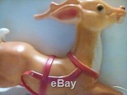 Empire Santa Sleigh Reindeer Vintage Blow Mold Christmas Plastic