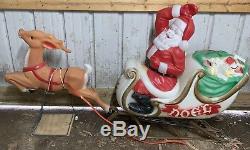Empire Santa With Sleigh & Reindeer Blow Mold Lighted Yard Christmas Decor