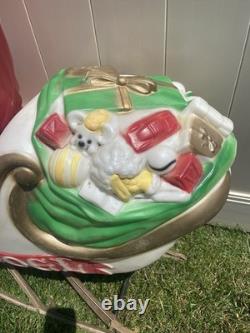 Empire Santa's Sleigh With Reindeer 1970 Vintage Christmas Lighted Blowmold USA