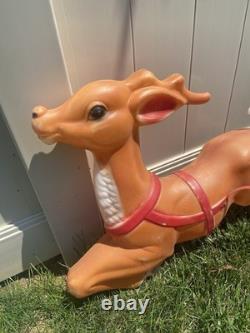 Empire Santa's Sleigh With Reindeer 1970 Vintage Christmas Lighted Blowmold USA