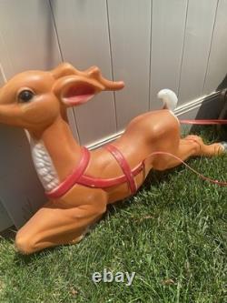 Empire Santa's Sleigh With Reindeer 1970 Vintage Christmas Lighted Blowmold USA