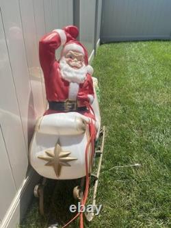 Empire Santa's Sleigh With Reindeer 1970 Vintage Christmas Lighted Blowmold USA