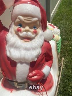 Empire Santa's Sleigh With Reindeer 1970 Vintage Christmas Lighted Blowmold USA