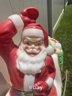 Empire Santa's Sleigh With Reindeer 1970 Vintage Christmas Lighted Blowmold USA