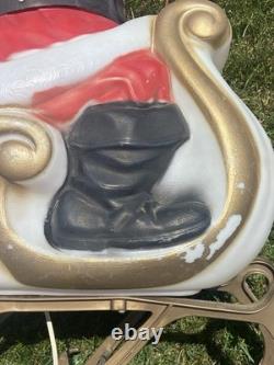 Empire Santa's Sleigh With Reindeer 1970 Vintage Christmas Lighted Blowmold USA