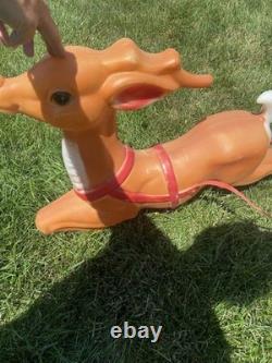 Empire Santa's Sleigh With Reindeer 1970 Vintage Christmas Lighted Blowmold USA