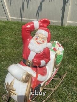 Empire Santa's Sleigh With Reindeer 1970 Vintage Christmas Lighted Blowmold USA