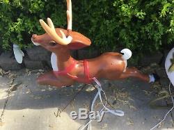 Empire Santas sleigh and reindeer blow mold with removable antlers