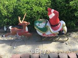 Empire Santas sleigh and reindeer blow mold with removable antlers