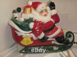 Empire Tabletop Santa Sleigh 2 Reindeer Blow Mold Christmas 1970
