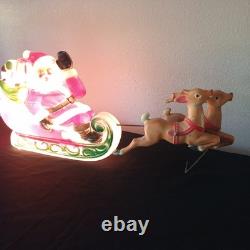Empire Tabletop Santa Sleigh 2 Reindeer Blow Mold Christmas 1970