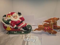 Empire Tabletop Santa Sleigh 2 Reindeer Blow Mold Christmas 1970