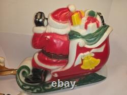Empire Tabletop Santa Sleigh 2 Reindeer Blow Mold Christmas 1970