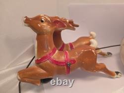 Empire Tabletop Santa Sleigh 2 Reindeer Blow Mold Christmas 1970