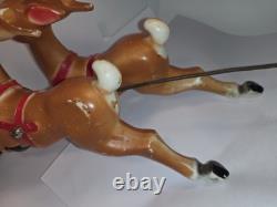 Empire Tabletop Santa Sleigh 2 Reindeer Blow Mold Christmas 1970