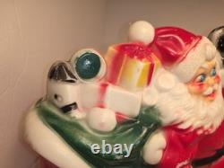 Empire Tabletop Santa Sleigh 2 Reindeer Blow Mold Christmas 1970