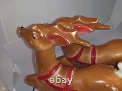 Empire Tabletop Santa Sleigh 2 Reindeer Blow Mold Christmas 1970