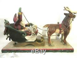 Enchanted Forest Santa in sleigh with reindeer Denise Calla for House of Hatten
