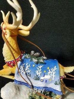 Enesco Festivities Christmas Santa Sleigh with Reindeer Action Music Box