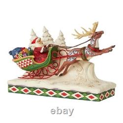 Enesco H2 Heartwood Creek Jim Shore 12'' L Santa On Sleigh With Reindeer Figurine